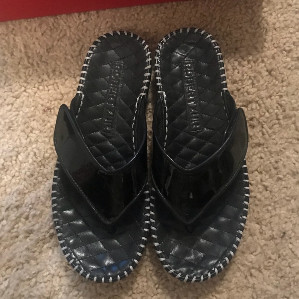 robert zur black patent lucia sandals size 6